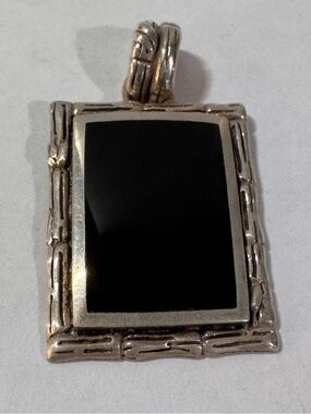 Sterling Silver Rectangular Black Onyx Slab Pendant
